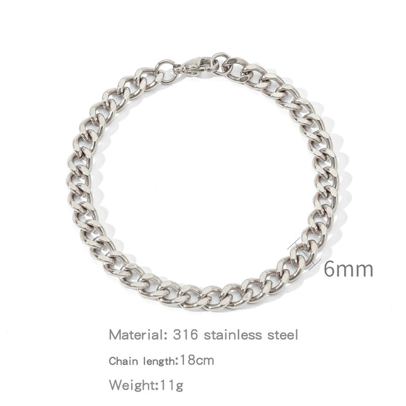 Jewelry Stainless Steel Geometric Single Grinding Electroplating Unisex Bracelet