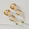 Jewelry Stainless Steel Geometric Square Zircon Earrings Three Piece Set Electroplating For Women