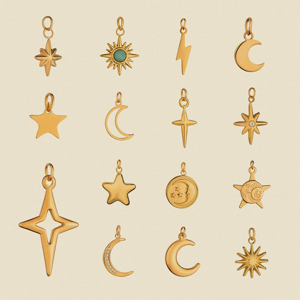 Jewelry Stainless Steel Geometric Star Moon Pendant Electroplated