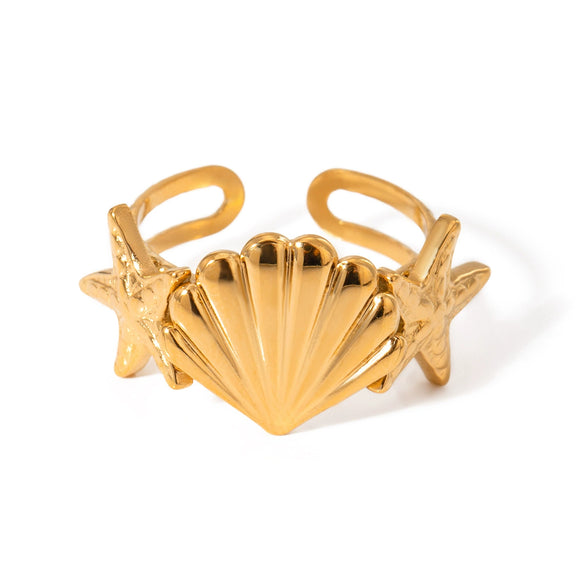 Jewelry Stainless Steel Geometric Starfish Conch Opening Electroplated Ocean Series