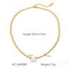 Jewelry Stainless Steel Geometric Style Natural Freshwater Pearl Oval Gold Bean Necklace And Bracelet