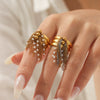 Jewelry Stainless Steel Geometric Tassel Open Ring With Electroplating
