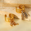 Jewelry Stainless Steel Geometric Tassel Open Ring With Electroplating