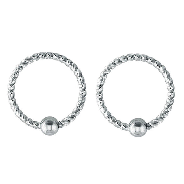 Jewelry Stainless Steel Geometric Threaded Ball Nose Ring Open Ear Ring Universal Hoop Earrings Piercing Electroplated Unisex