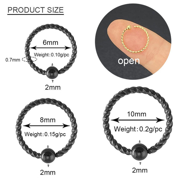 Jewelry Stainless Steel Geometric Threaded Ball Nose Ring Open Ear Ring Universal Hoop Earrings Piercing Electroplated Unisex