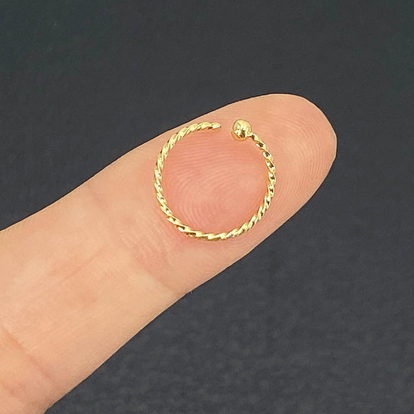 Jewelry Stainless Steel Geometric Threaded Ball Nose Ring Open Ear Ring Universal Hoop Earrings Piercing Electroplated Unisex