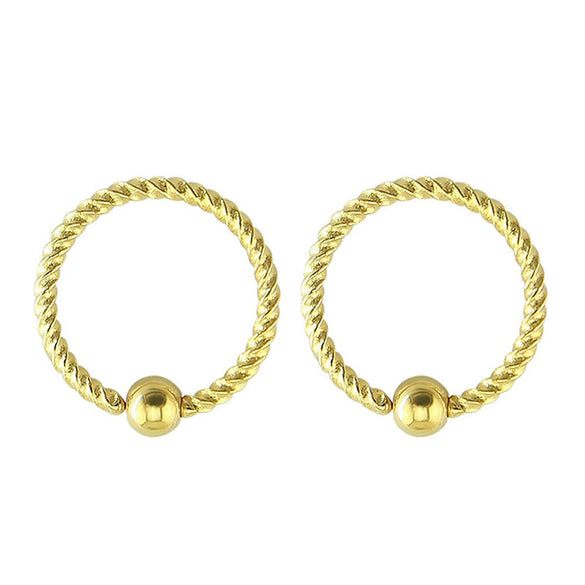 Jewelry Stainless Steel Geometric Threaded Ball Nose Ring Open Ear Ring Universal Hoop Earrings Piercing Electroplated Unisex