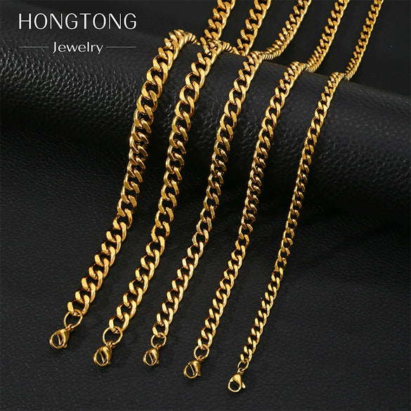 Jewelry Stainless Steel Geometric Wave Cuban Necklace With Electroplating Treatment Unisex
