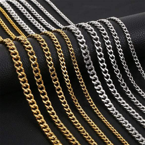 Jewelry Stainless Steel Geometric Wave Cuban Necklace With Electroplating Treatment Unisex