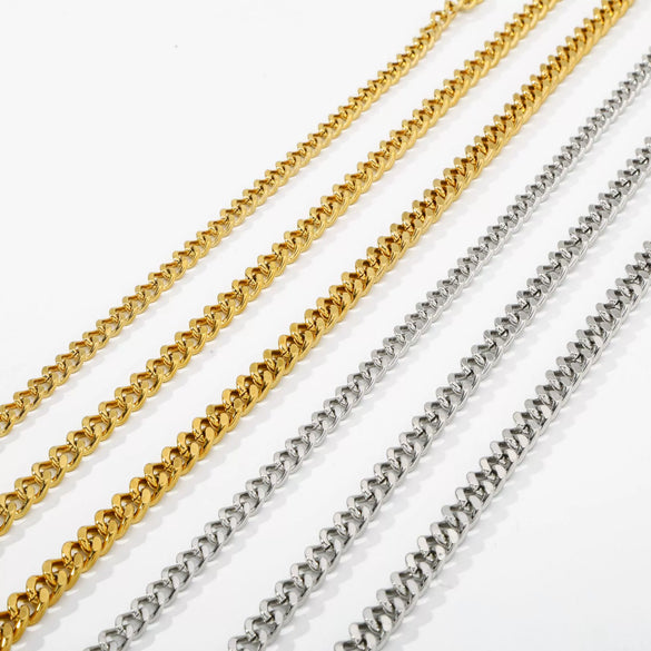 Jewelry Stainless Steel Geometric Wave Cuban Necklace With Electroplating Treatment Unisex