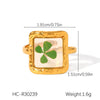 Jewelry Stainless Steel Glue Shell Geometric Flower Open Ring For Women