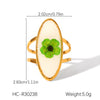 Jewelry Stainless Steel Glue Shell Geometric Flower Open Ring For Women
