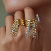 Jewelry Stainless Steel Gold And Silver Color Matching Tassel Open Ring Women's Electroplated