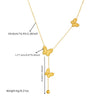 Jewelry Stainless Steel Gold Plated Butterfly Dragonfly Insect Tassel Chain Necklace Bracelet