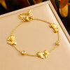Jewelry Stainless Steel Gold Plated Retro Round Bow With Butterfly Dragonfly Insect Pattern For Women