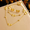 Jewelry Stainless Steel Gold Plated Retro Round Bow With Butterfly Dragonfly Insect Pattern For Women