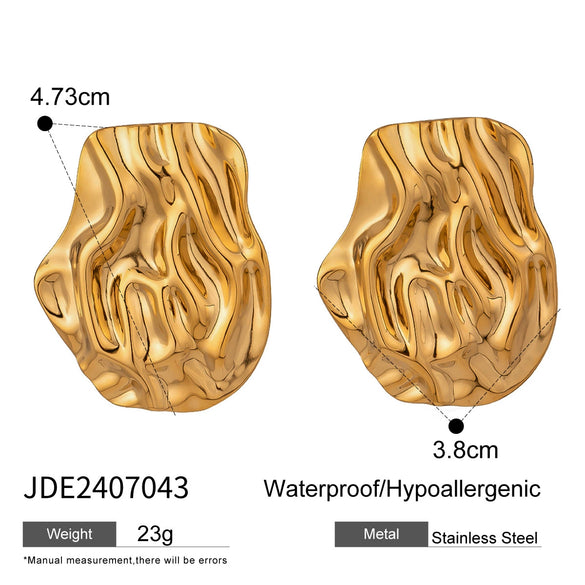 Jewelry Stainless Steel Hammer Geometric Electroplating Women's Earrings