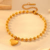 Jewelry Stainless Steel Heart Bead Light Trendy Love Drops Bells Design Women's Box Chain Set