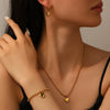 Jewelry Stainless Steel Heart Bead Light Trendy Love Drops Bells Design Women's Box Chain Set