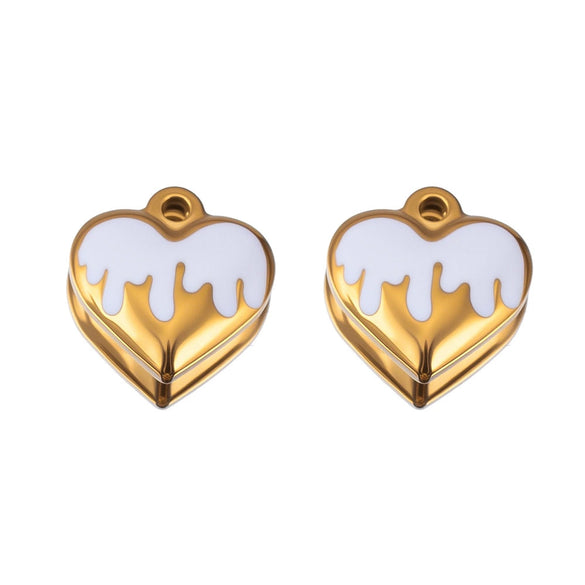 Jewelry Stainless Steel Heart Dripping Oil Pendant For Diy Necklace Earrings Handmade