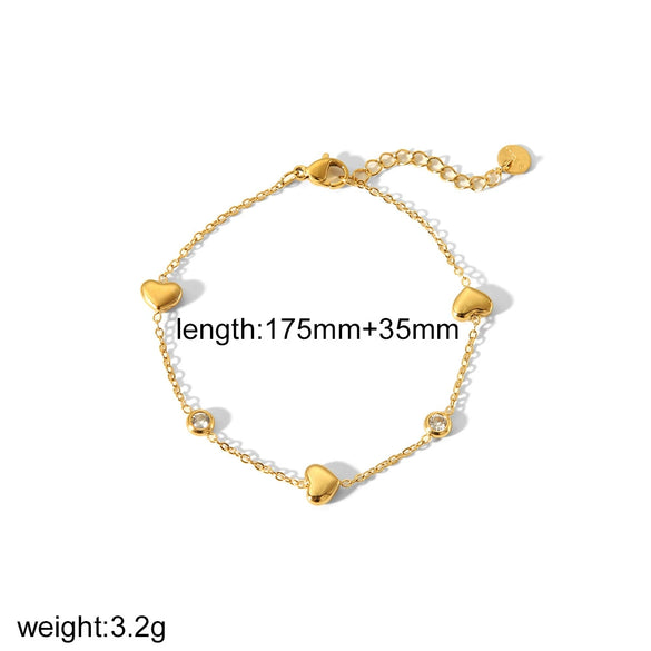 Jewelry Stainless Steel Heart Pattern Electroplated Women's Regular Chain Necklace And Bracelet