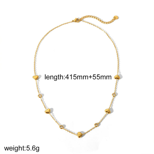 Jewelry Stainless Steel Heart Pattern Electroplated Women's Regular Chain Necklace And Bracelet
