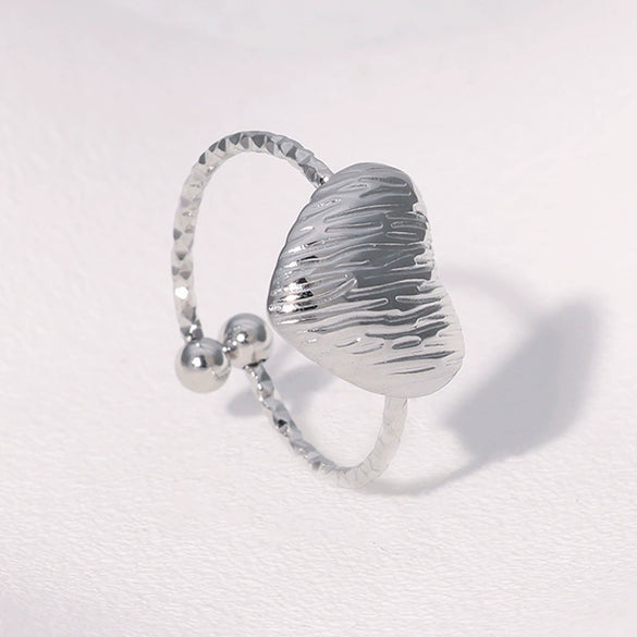 Jewelry Stainless Steel Heart Ring Light Luxury Style 18K Goldplated