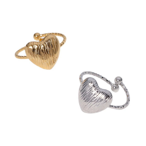 Jewelry Stainless Steel Heart Ring Light Luxury Style 18K Goldplated