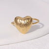 Jewelry Stainless Steel Heart Ring Light Luxury Style 18K Goldplated