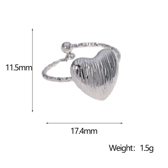 Jewelry Stainless Steel Heart Ring Light Luxury Style 18K Goldplated
