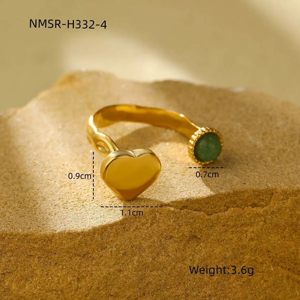 Jewelry Stainless Steel Heart Shape Electroplating Fashion Design Natural Stone