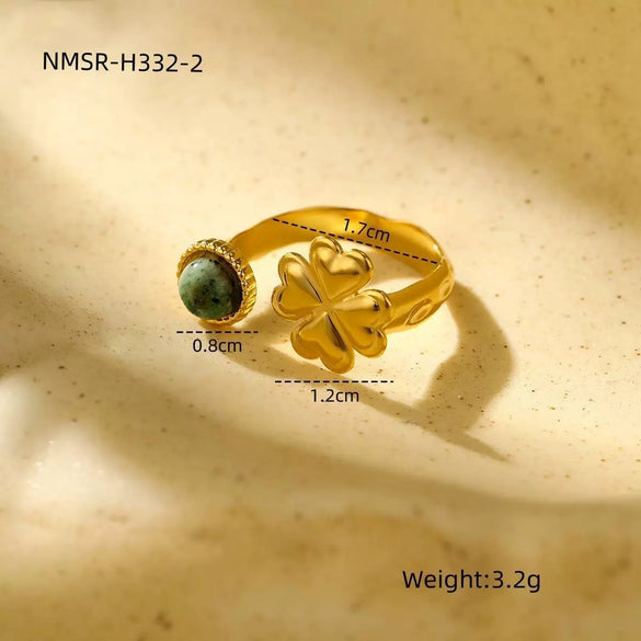 Jewelry Stainless Steel Heart Shape Electroplating Fashion Design Natural Stone