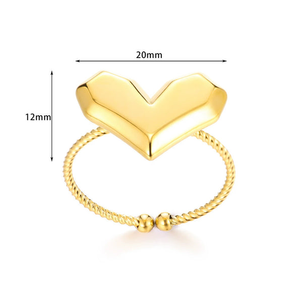 Jewelry Stainless Steel Heart Star Ring Exaggerated Asymmetrical Pleated Electroplated