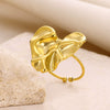 Jewelry Stainless Steel Heart Star Ring Exaggerated Asymmetrical Pleated Electroplated