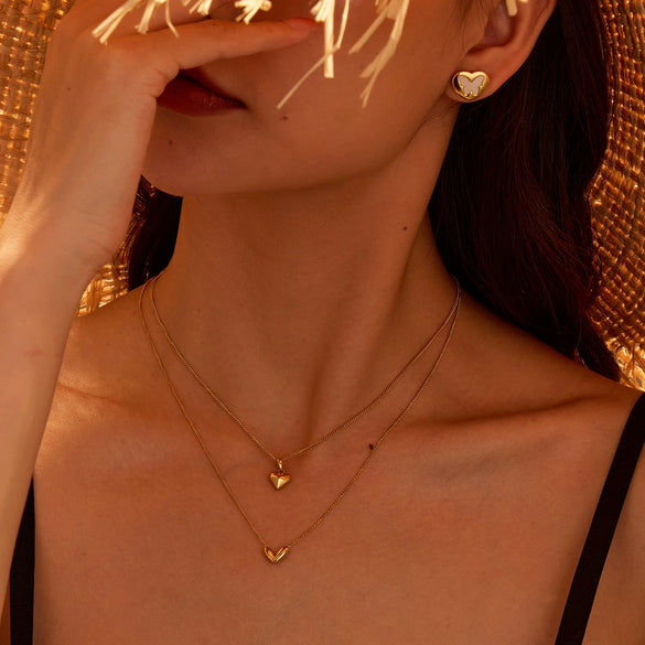 Jewelry Stainless Steel Heartshaped Animal Zodiac Electroplating Women's Necklace And Earrings