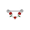 Jewelry Stainless Steel Heartshaped Mushroom Rose Breast Ring With Rhinestones Electroplating Animal Zodiac Style
