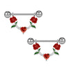 Jewelry Stainless Steel Heartshaped Mushroom Rose Breast Ring With Rhinestones Electroplating Animal Zodiac Style