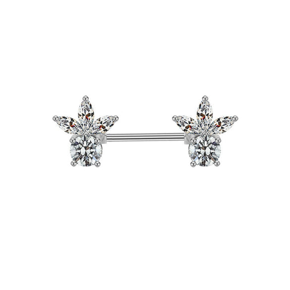 Jewelry Stainless Steel Heartshaped Mushroom Rose Breast Ring With Rhinestones Electroplating Animal Zodiac Style