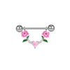 Jewelry Stainless Steel Heartshaped Mushroom Rose Breast Ring With Rhinestones Electroplating Animal Zodiac Style