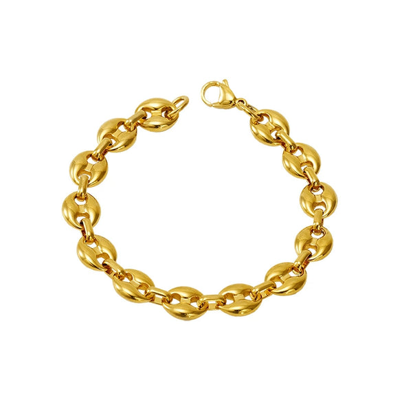 Jewelry 316L Stainless Steel Hiphop Bracelet Goldplated Geometric Design Unisex