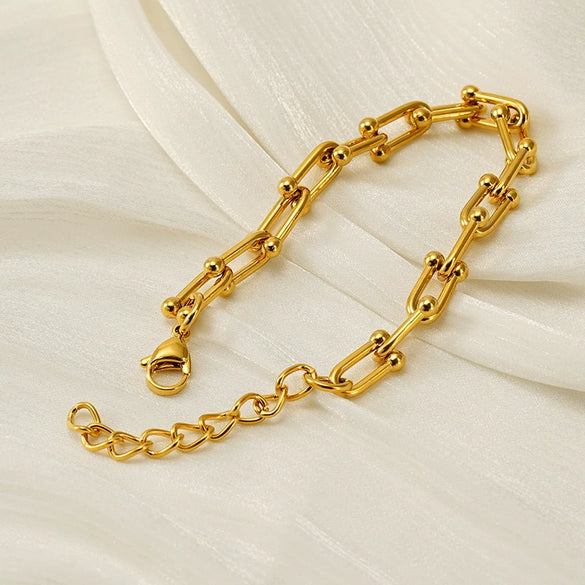 Jewelry 316L Stainless Steel Hiphop Bracelet Goldplated Geometric Design Unisex