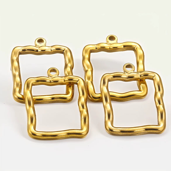 Jewelry Stainless Steel Hydraulic Hollow Square Pendant Hiphop Punk Style Necklace Electroplated