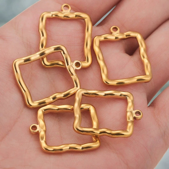 Jewelry Stainless Steel Hydraulic Hollow Square Pendant Hiphop Punk Style Necklace Electroplated