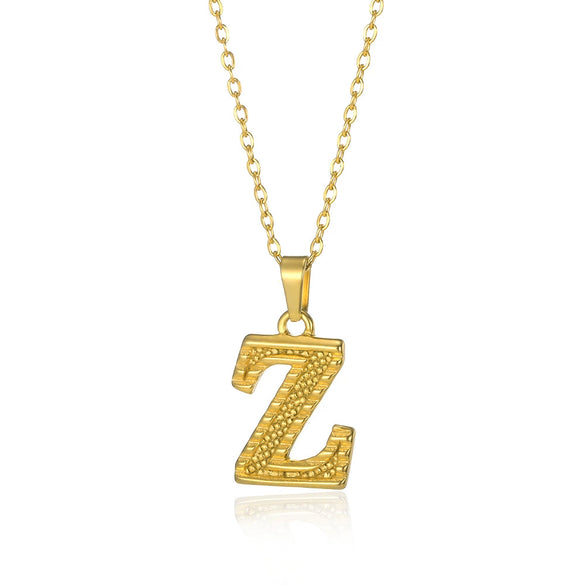 Jewelry Stainless Steel Imitation Gold Metallic Stylish Electroplated Letter Necklace