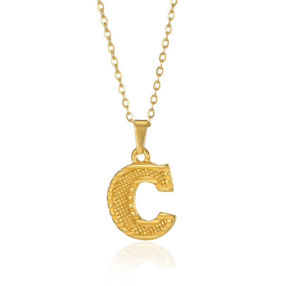 Jewelry Stainless Steel Imitation Gold Metallic Stylish Electroplated Letter Necklace