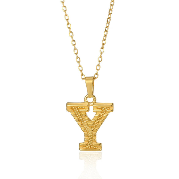 Jewelry Stainless Steel Imitation Gold Metallic Stylish Electroplated Letter Necklace