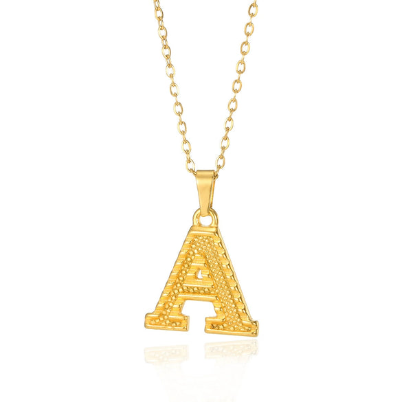Jewelry Stainless Steel Imitation Gold Metallic Stylish Electroplated Letter Necklace