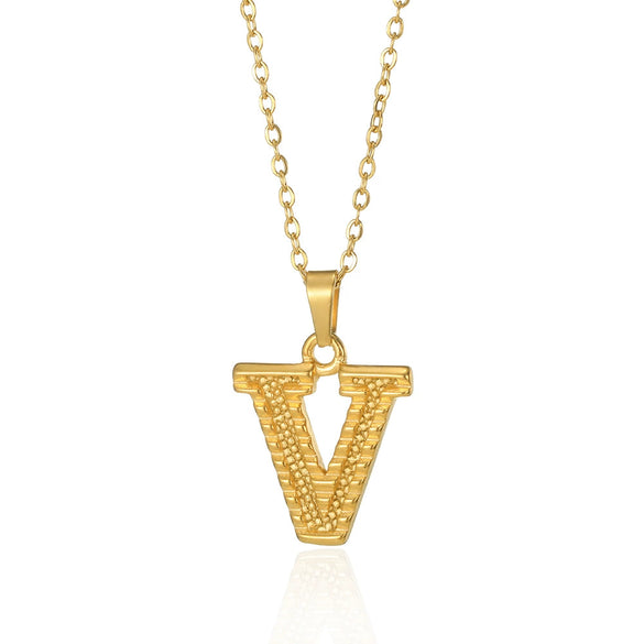 Jewelry Stainless Steel Imitation Gold Metallic Stylish Electroplated Letter Necklace