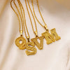 Jewelry Stainless Steel Imitation Gold Metallic Stylish Electroplated Letter Necklace