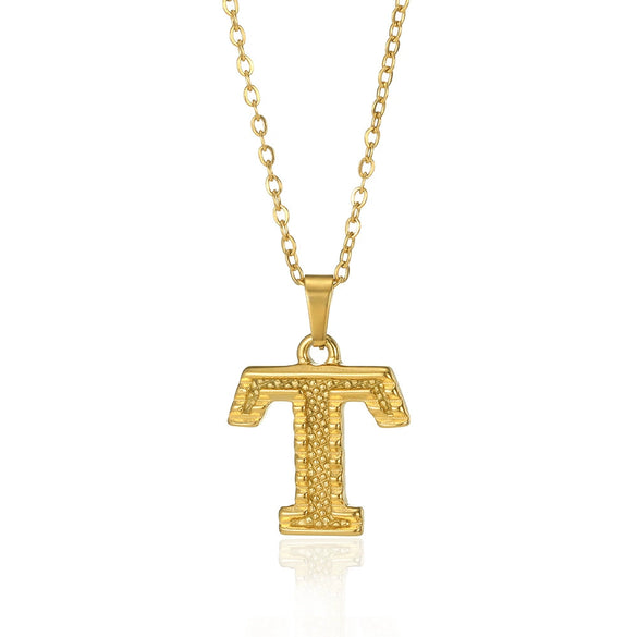 Jewelry Stainless Steel Imitation Gold Metallic Stylish Electroplated Letter Necklace